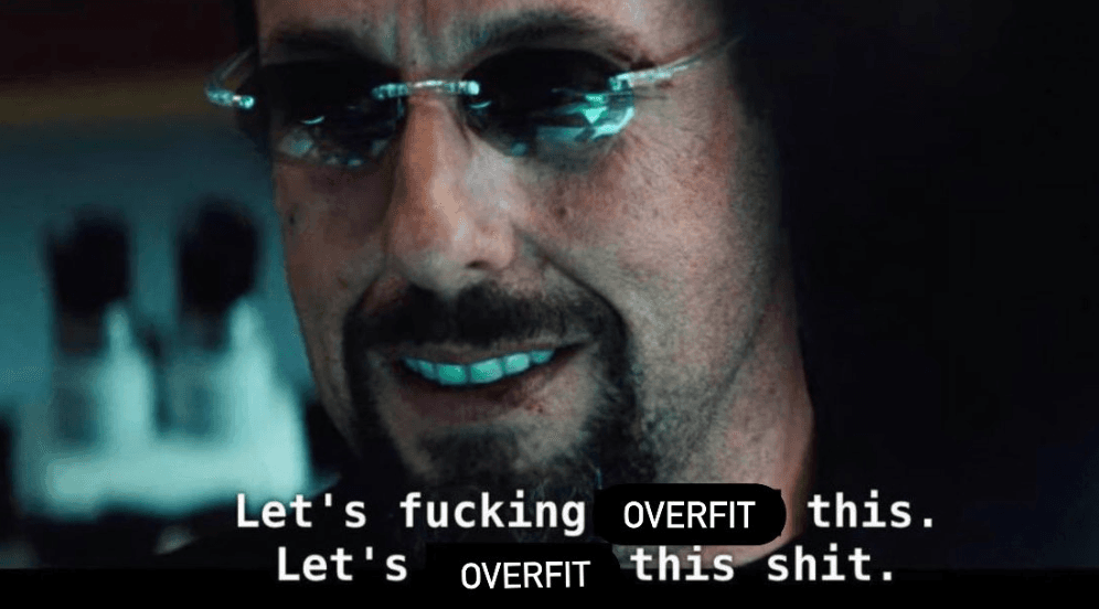 Training metrics showing the agents overfitting